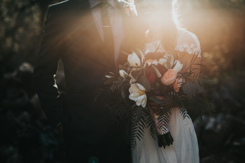 Wedding couple celebrating